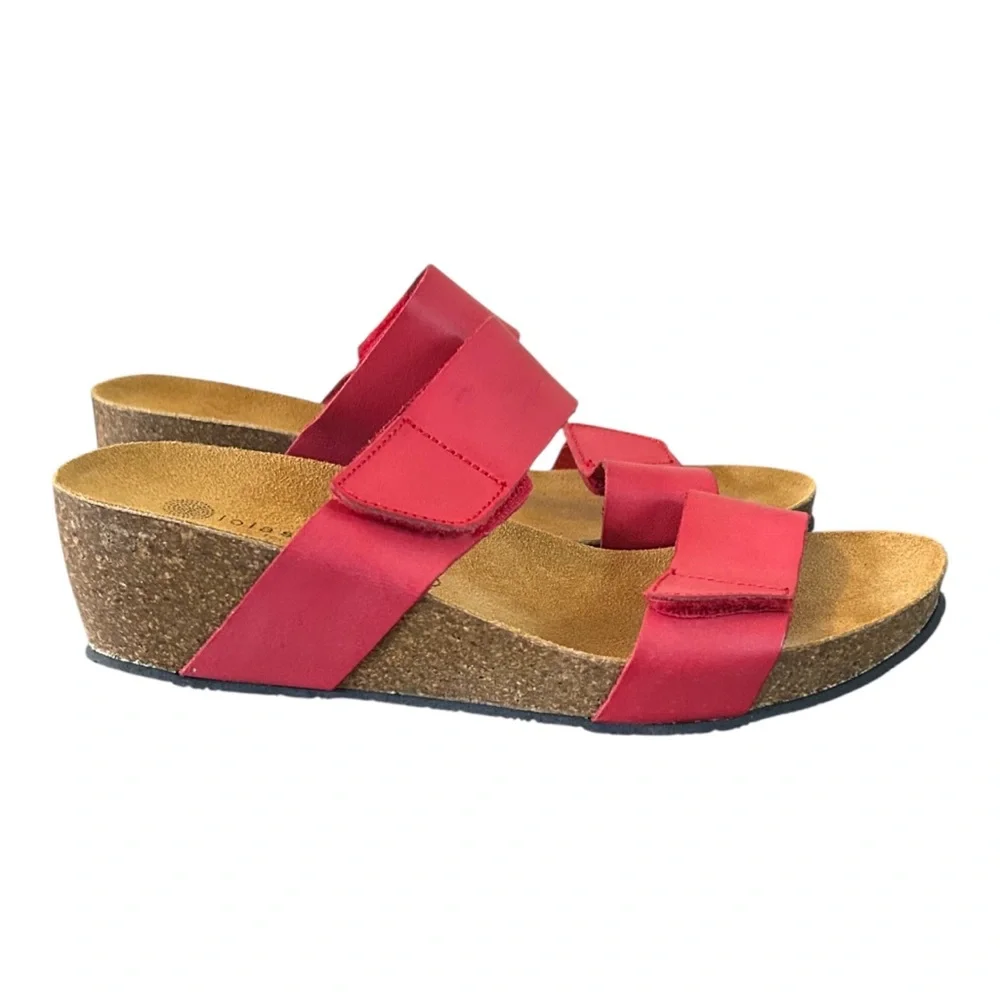 Eric Michael Red Cork Wedge Sandals